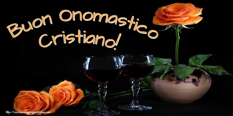 Cartoline di onomastico - Champagne & Rose | Buon Onomastico Cristiano!
