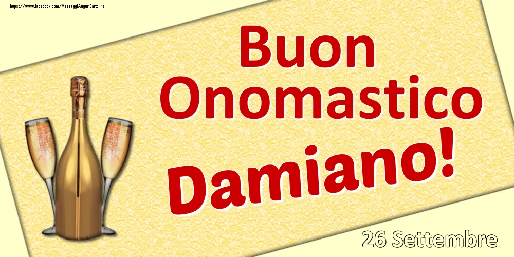 Cartoline di onomastico - Buon Onomastico Damiano! - 26 Settembre