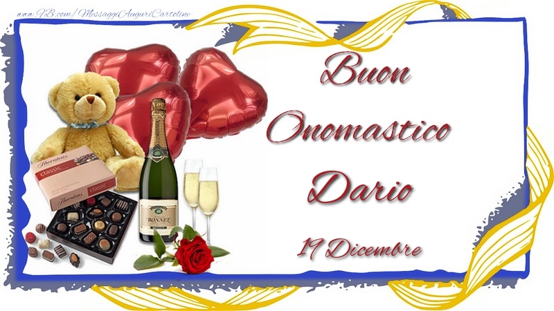 Cartoline di onomastico - Champagne | Buon Onomastico Dario! 19 Dicembre