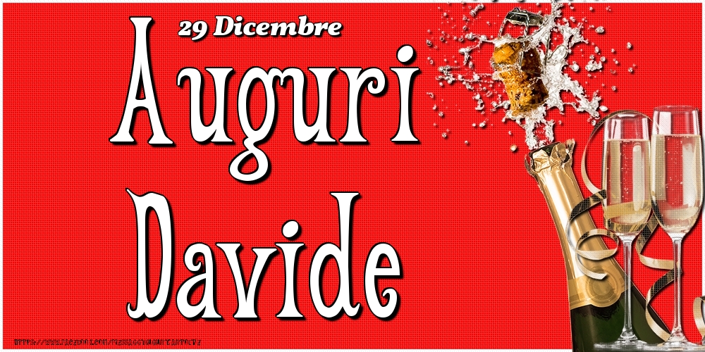 Cartoline di onomastico - Champagne | 29 Dicembre - Auguri Davide!