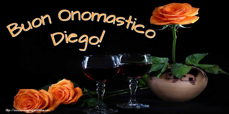 Cartoline di onomastico - Champagne & Rose | Buon Onomastico Diego!