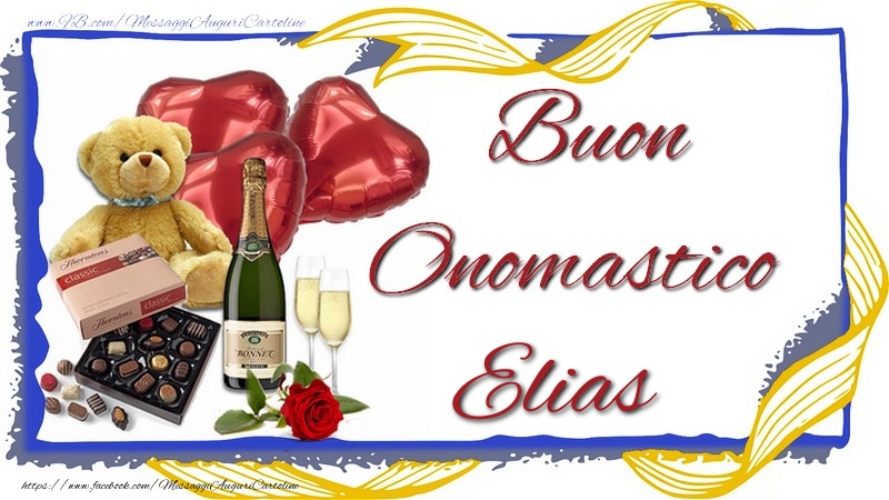 Cartoline di onomastico - Animali & Champagne & Regalo | Buon Onomastico Elias