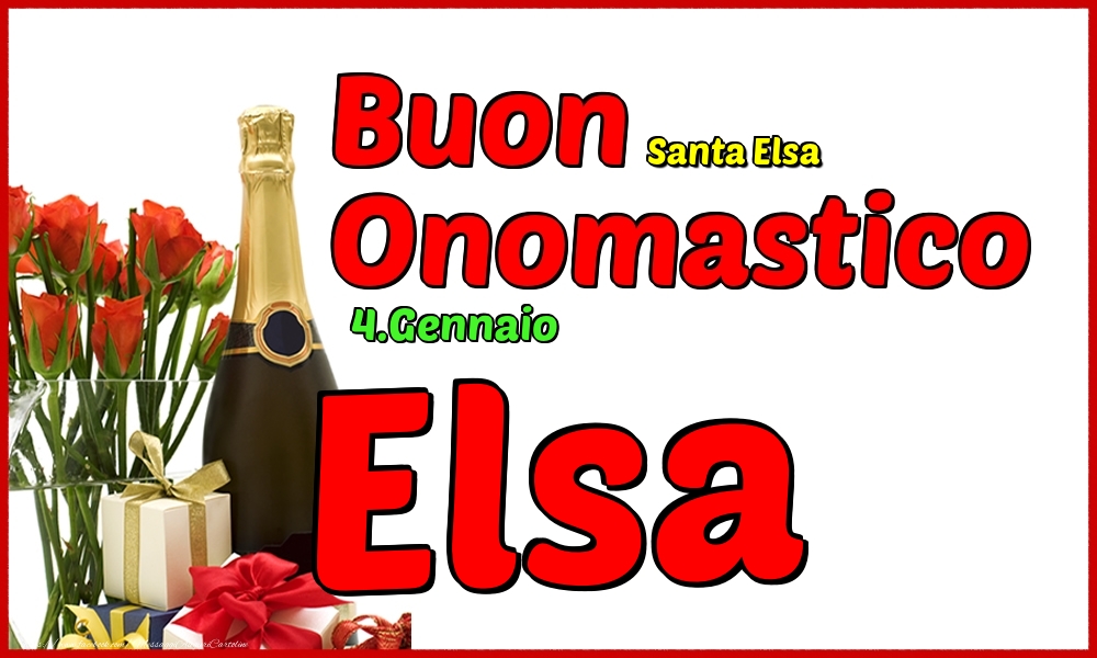 Cartoline di onomastico - Champagne | 4.Gennaio - Buon Onomastico Elsa!