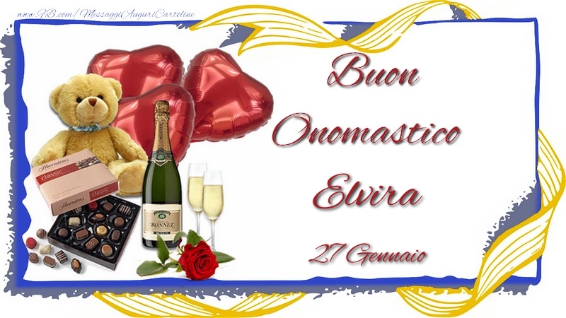 Cartoline di onomastico - Champagne | Buon Onomastico Elvira! 27 Gennaio