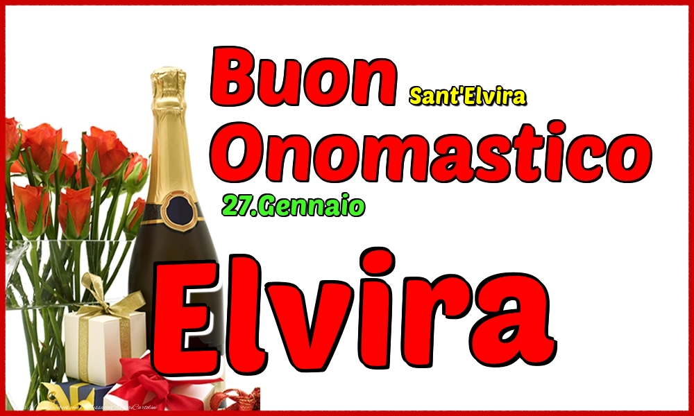 Cartoline di onomastico - Champagne | 27.Gennaio - Buon Onomastico Elvira!