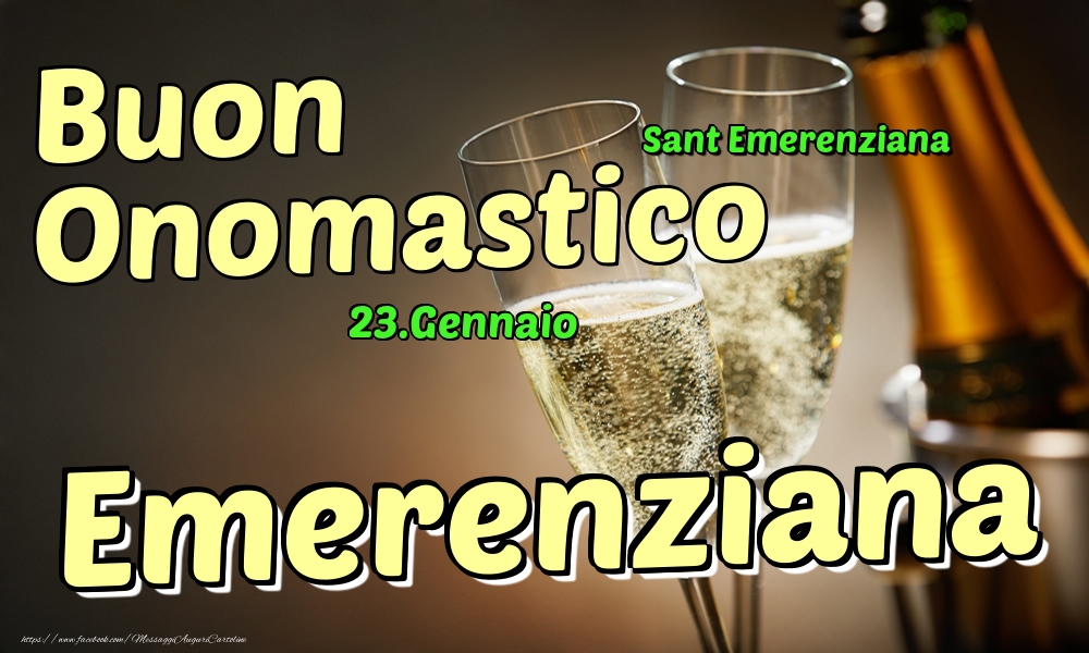 Cartoline di onomastico - Champagne | 23.Gennaio - Buon Onomastico Emerenziana!