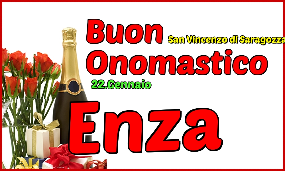 Cartoline di onomastico - Champagne | 22.Gennaio - Buon Onomastico Enza!