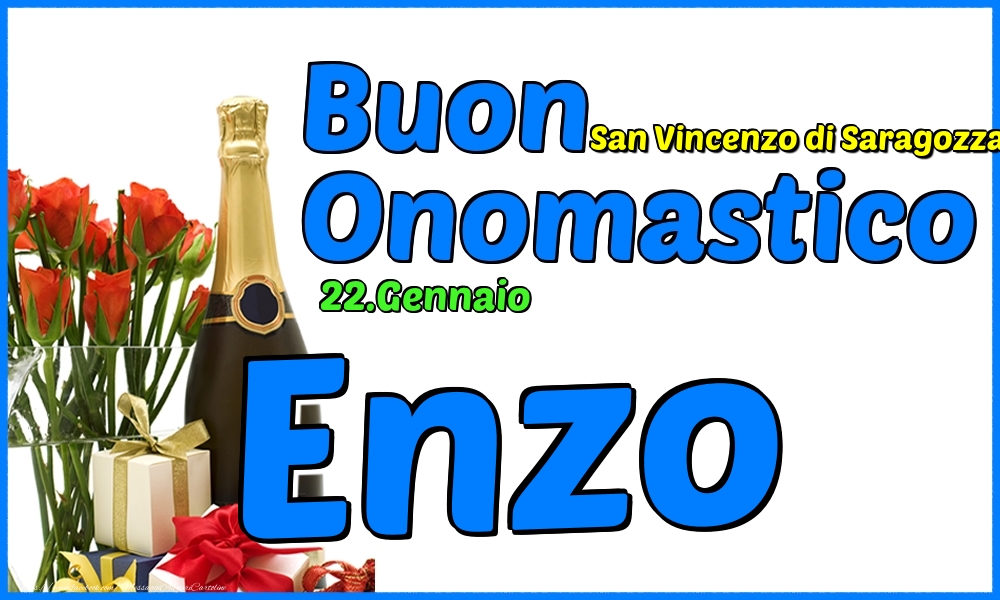 Cartoline di onomastico - Champagne & Rose | 22.Gennaio - Buon Onomastico Enzo!