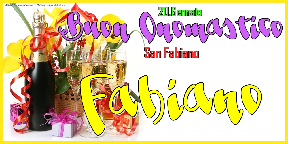 Cartoline di onomastico - Champagne | 20.Gennaio - Buon Onomastico Fabiano!
