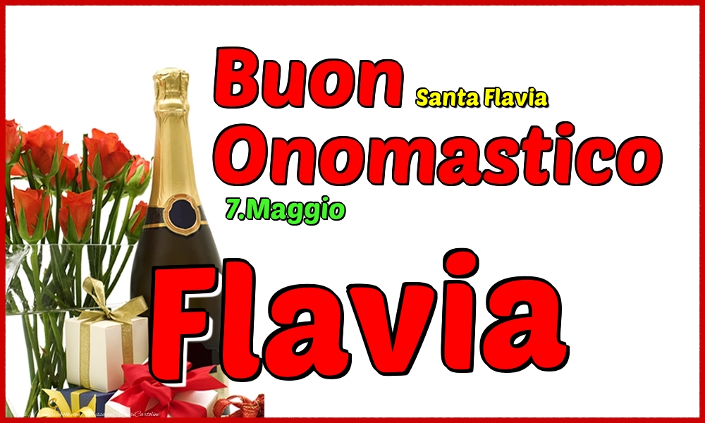 Cartoline di onomastico - Champagne | 7.Maggio - Buon Onomastico Flavia!