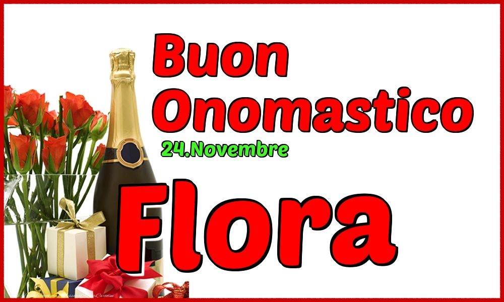 Cartoline di onomastico - Champagne | 24.Novembre - Buon Onomastico Flora!