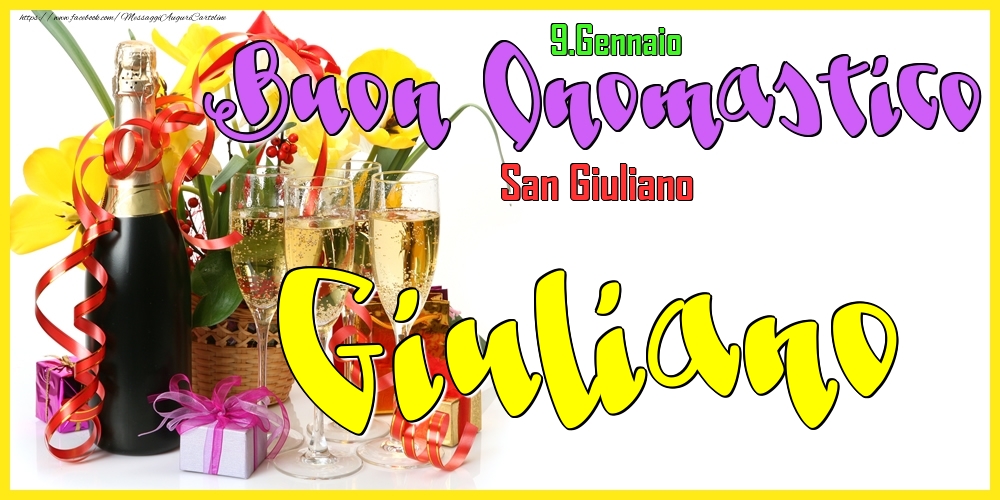 Cartoline di onomastico - Champagne | 9.Gennaio - Buon Onomastico Giuliano!