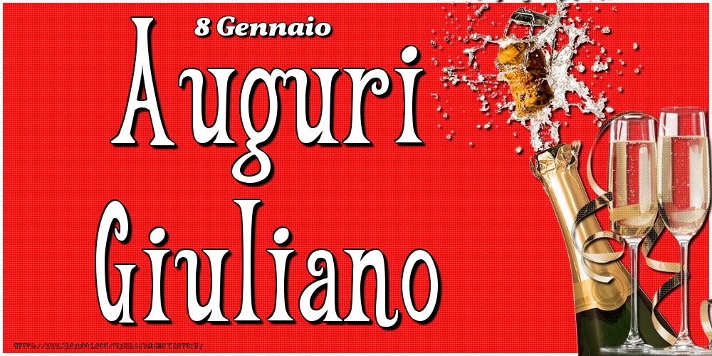 Cartoline di onomastico - Champagne | 8 Gennaio - Auguri Giuliano!