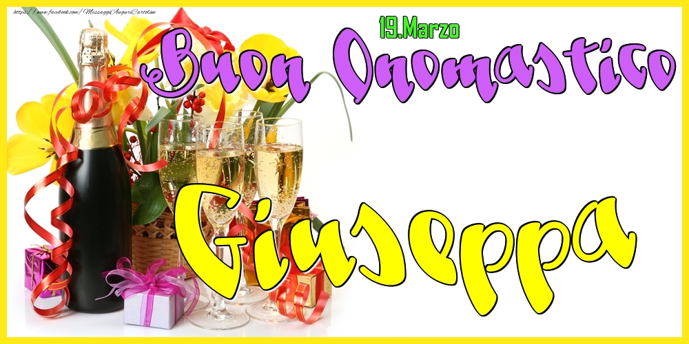Cartoline di onomastico - Champagne | 19.Marzo - Buon Onomastico Giuseppa!