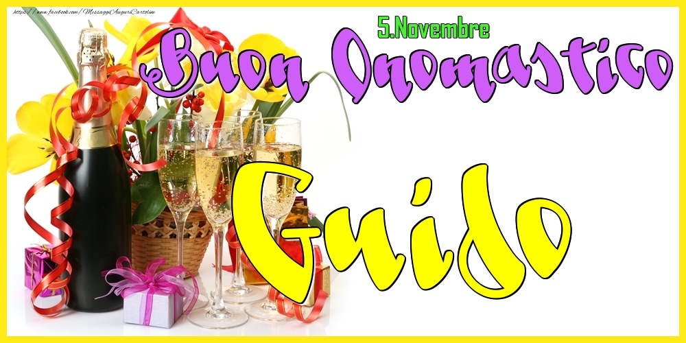 Cartoline di onomastico - Champagne | 5.Novembre - Buon Onomastico Guido!