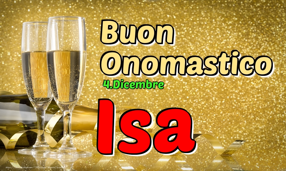 Cartoline di onomastico - Champagne | 4.Dicembre - Buon Onomastico Isa!