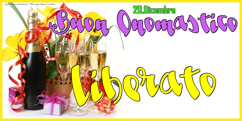Cartoline di onomastico - Champagne | 20.Dicembre - Buon Onomastico Liberato!