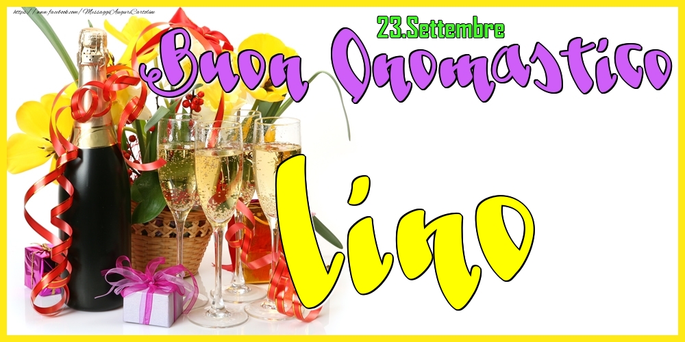 Cartoline di onomastico - Champagne | 23.Settembre - Buon Onomastico Lino!