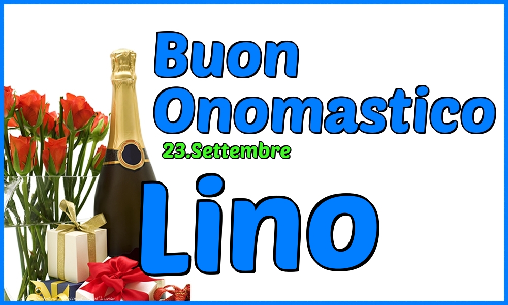 Cartoline di onomastico - Champagne & Rose | 23.Settembre - Buon Onomastico Lino!