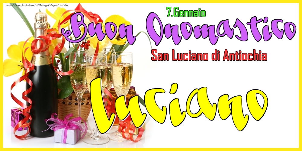 Cartoline di onomastico - Champagne | 7.Gennaio - Buon Onomastico Luciano!