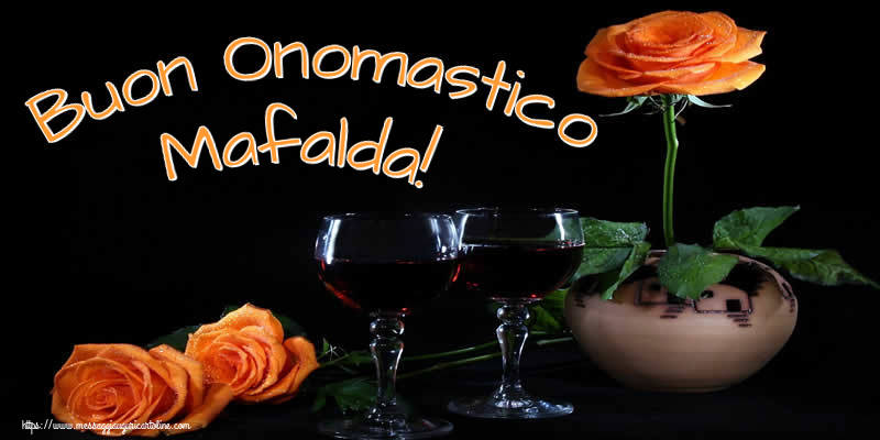 Cartoline di onomastico - Champagne & Rose | Buon Onomastico Mafalda!
