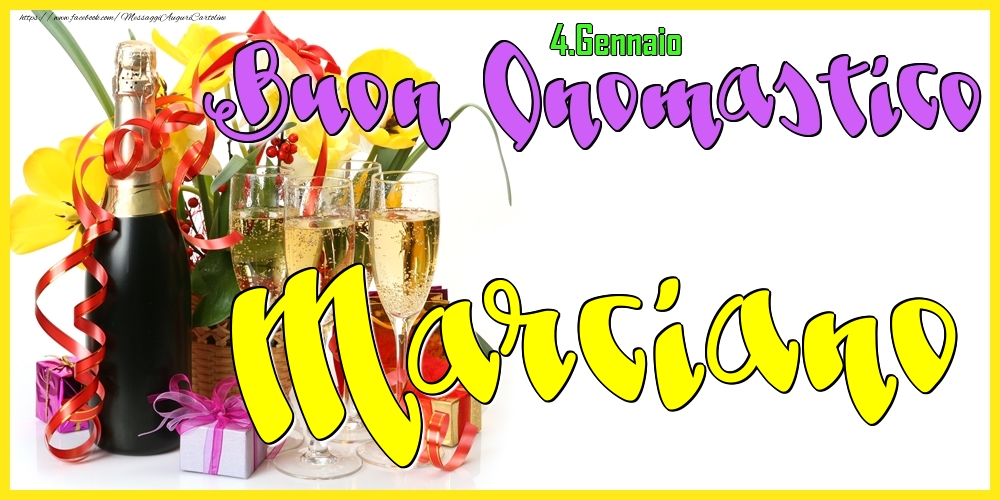 Cartoline di onomastico - Champagne | 4.Gennaio - Buon Onomastico Marciano!