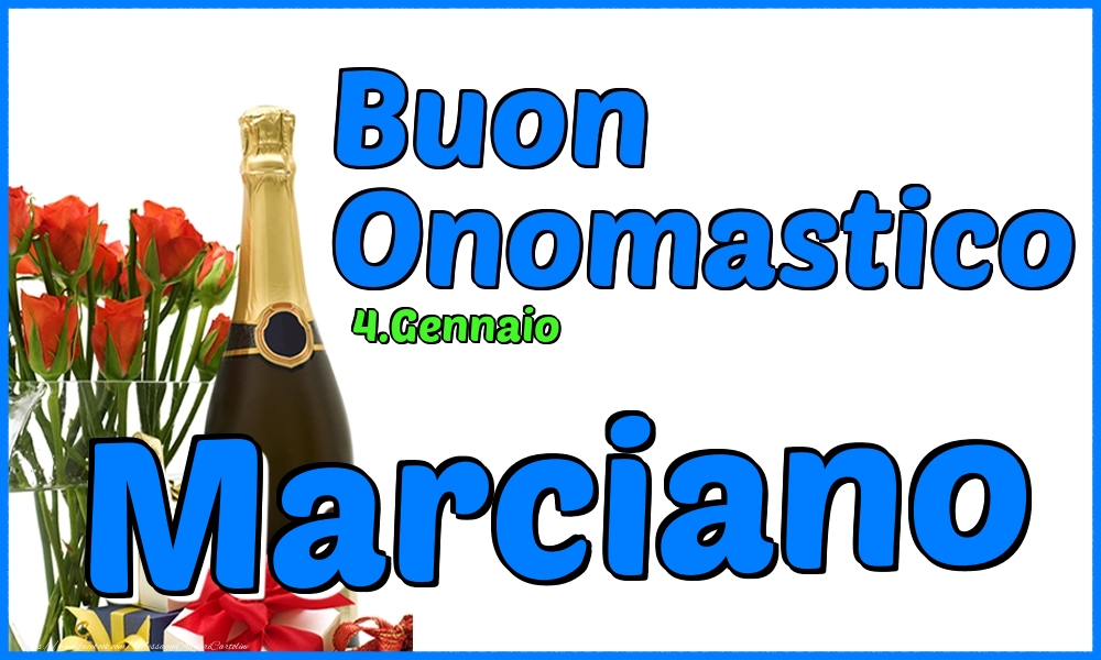 Cartoline di onomastico - Champagne & Rose | 4.Gennaio - Buon Onomastico Marciano!