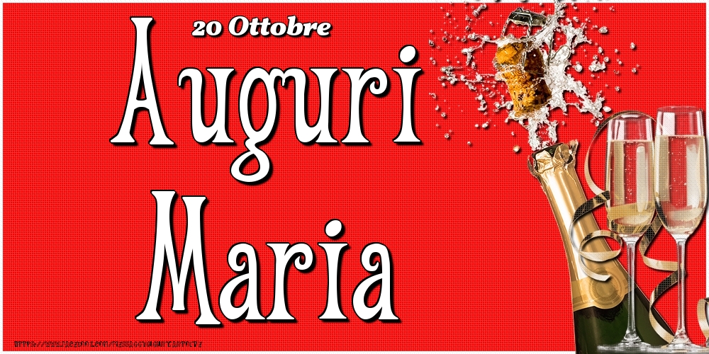Cartoline di onomastico - 20 Ottobre - Auguri Maria!