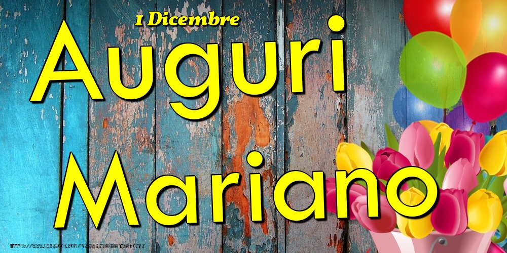 Cartoline di onomastico - Fiori & Palloncini | 1 Dicembre - Auguri Mariano!