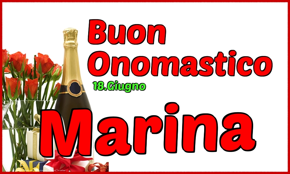 Cartoline di onomastico - Champagne | 18.Giugno - Buon Onomastico Marina!