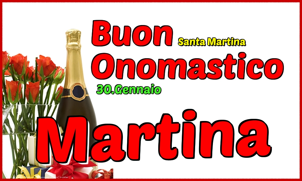 Cartoline di onomastico - Champagne | 30.Gennaio - Buon Onomastico Martina!