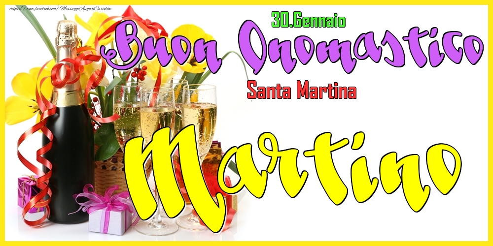 Cartoline di onomastico - Champagne | 30.Gennaio - Buon Onomastico Martino!
