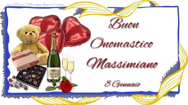 Cartoline di onomastico - Champagne | Buon Onomastico Massimiano! 8 Gennaio