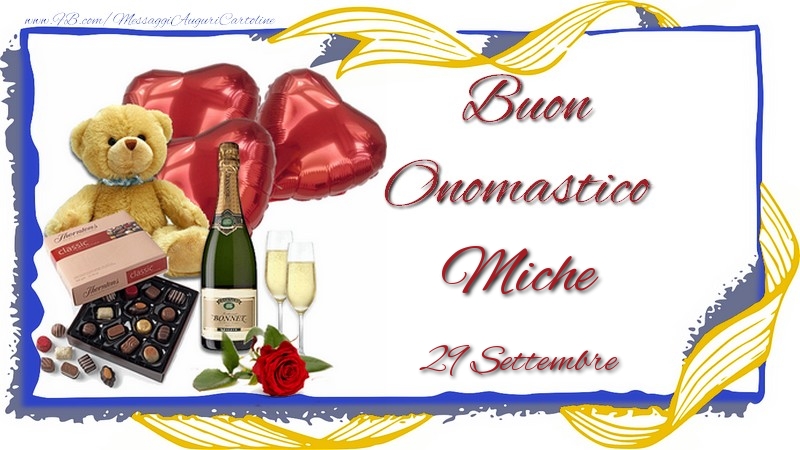 Cartoline di onomastico - Champagne | Buon Onomastico Miche! 29 Settembre