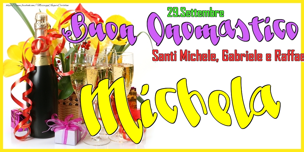 Cartoline di onomastico - Champagne | 29.Settembre - Buon Onomastico Michela!