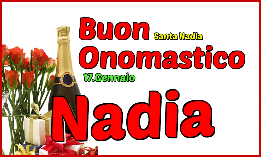 Cartoline di onomastico - Champagne | 17.Gennaio - Buon Onomastico Nadia!