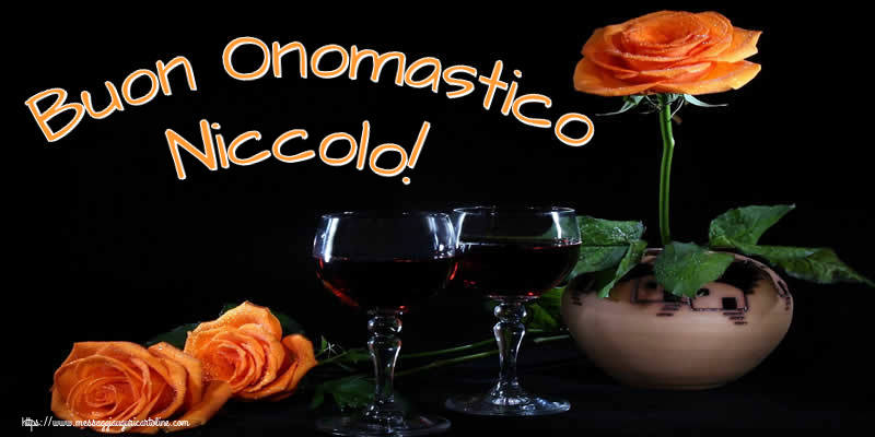 Cartoline di onomastico - Champagne & Rose | Buon Onomastico Niccolo!