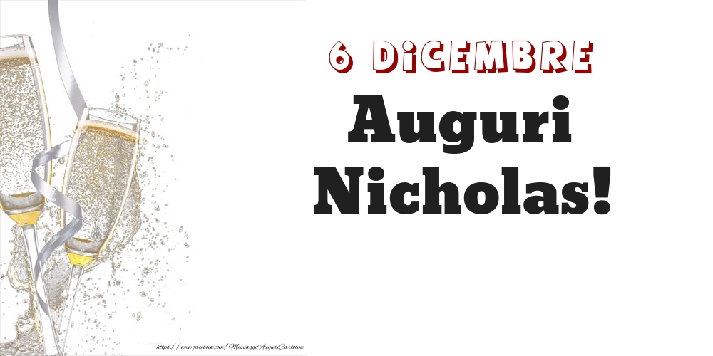 Cartoline di onomastico - Champagne | Auguri Nicholas! 6 Dicembre