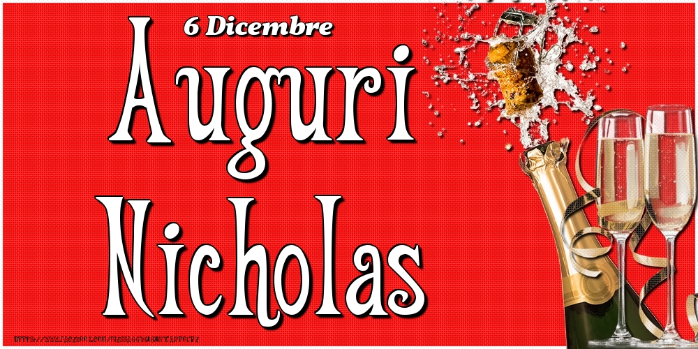 Cartoline di onomastico - Champagne | 6 Dicembre - Auguri Nicholas!