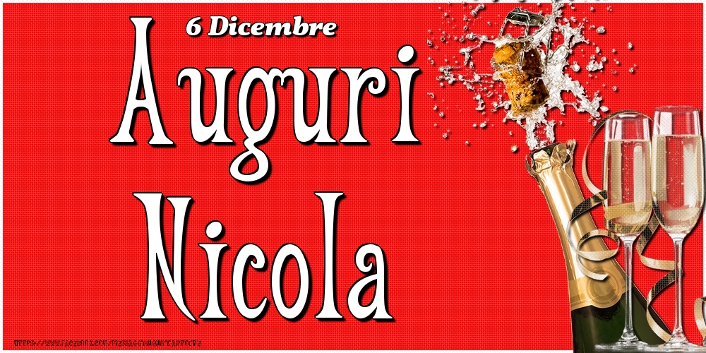 Cartoline di onomastico - Champagne | 6 Dicembre - Auguri Nicola!