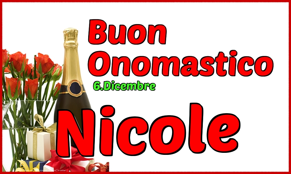 Cartoline di onomastico - Champagne | 6.Dicembre - Buon Onomastico Nicole!