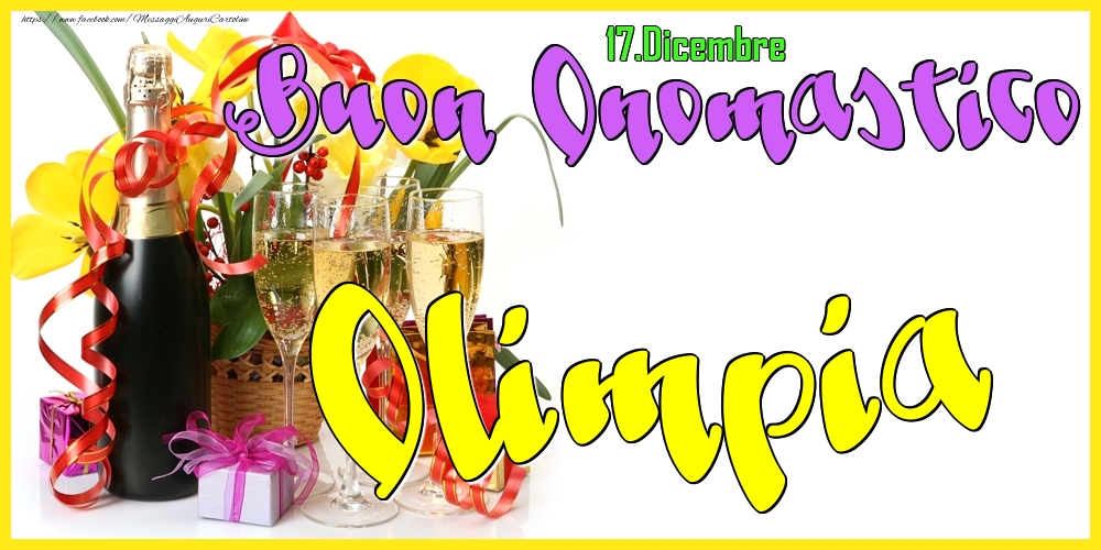 Cartoline di onomastico - Champagne | 17.Dicembre - Buon Onomastico Olimpia!