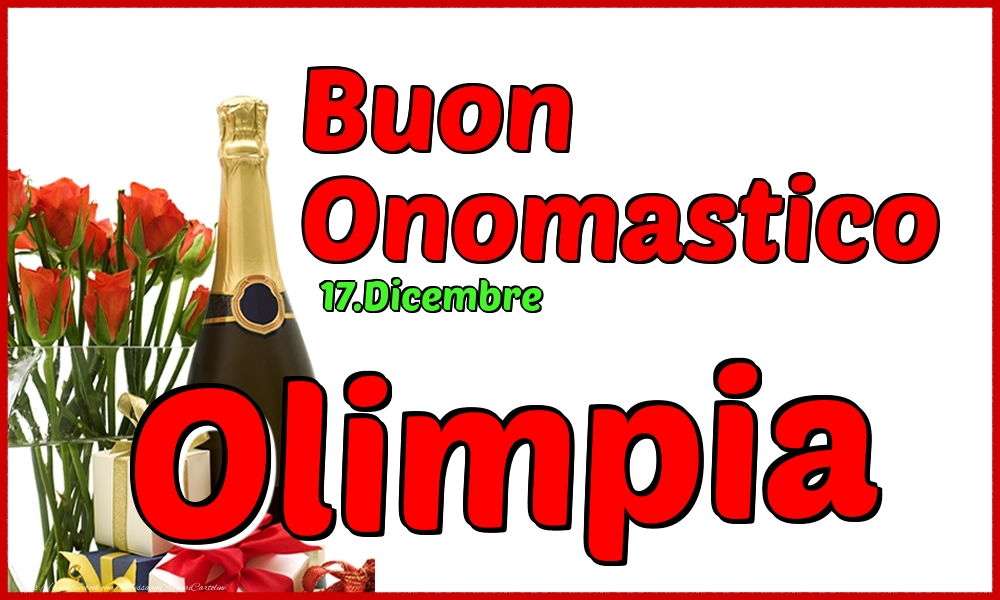 Cartoline di onomastico - Champagne | 17.Dicembre - Buon Onomastico Olimpia!