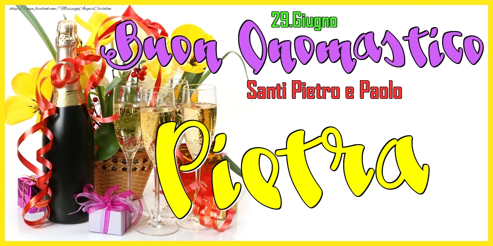 Cartoline di onomastico - Champagne | 29.Giugno - Buon Onomastico Pietra!