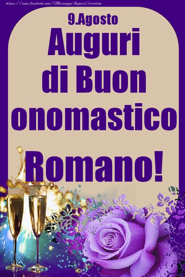Cartoline di onomastico - 9.Agosto - Auguri di Buon Onomastico  Romano!