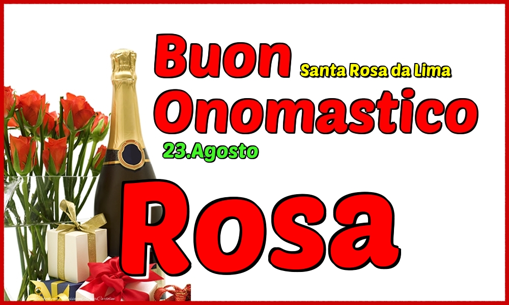 Cartoline di onomastico - Champagne | 23.Agosto - Buon Onomastico Rosa!
