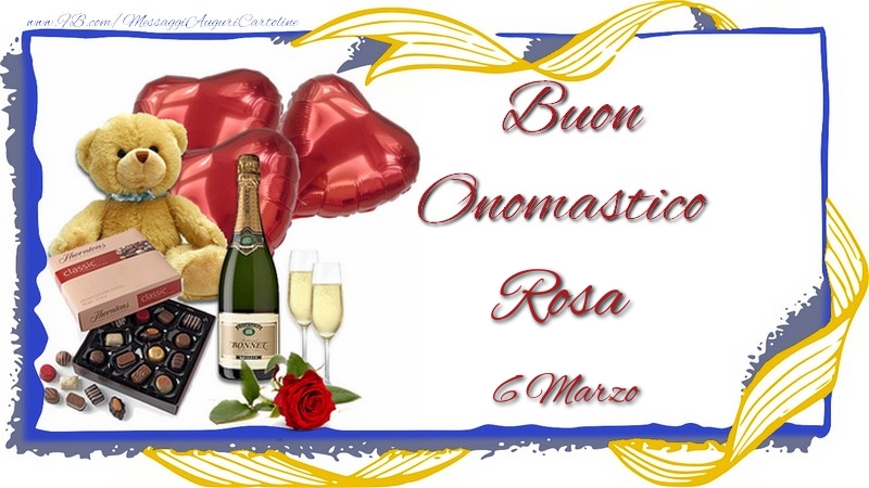 Cartoline di onomastico - Champagne | Buon Onomastico Rosa! 6 Marzo
