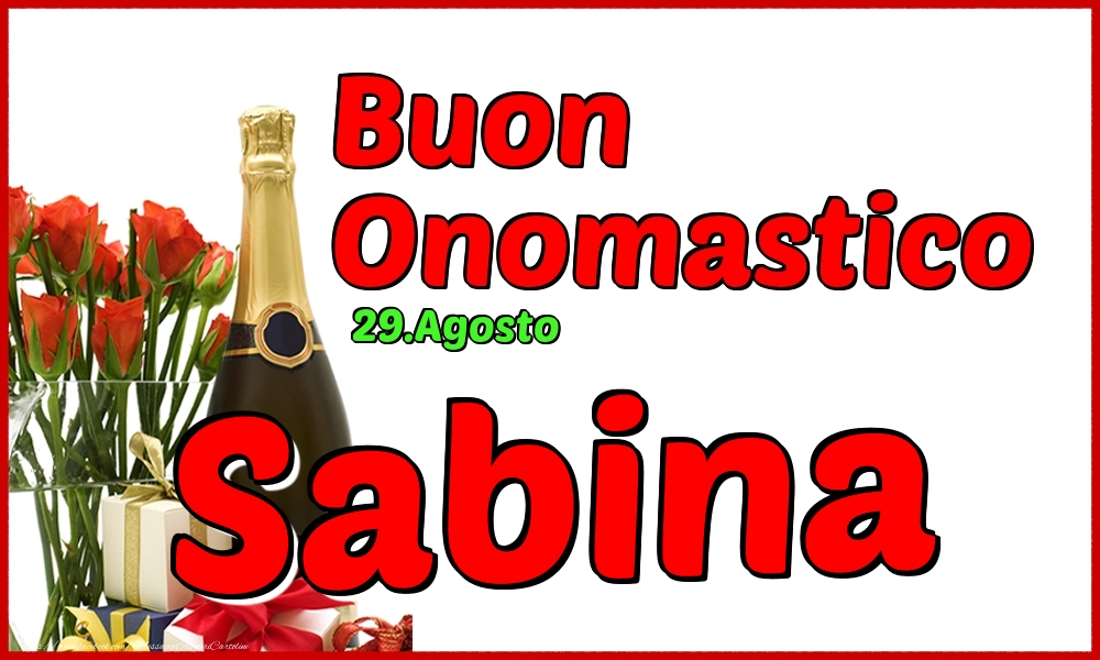 Cartoline di onomastico - Champagne | 29.Agosto - Buon Onomastico Sabina!