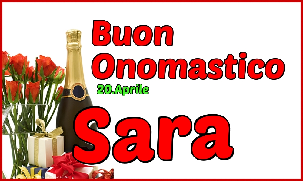 Cartoline di onomastico - Champagne | 20.Aprile - Buon Onomastico Sara!