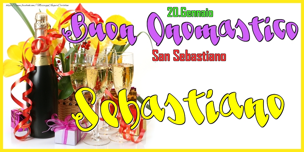 Cartoline di onomastico - Champagne | 20.Gennaio - Buon Onomastico Sebastiano!